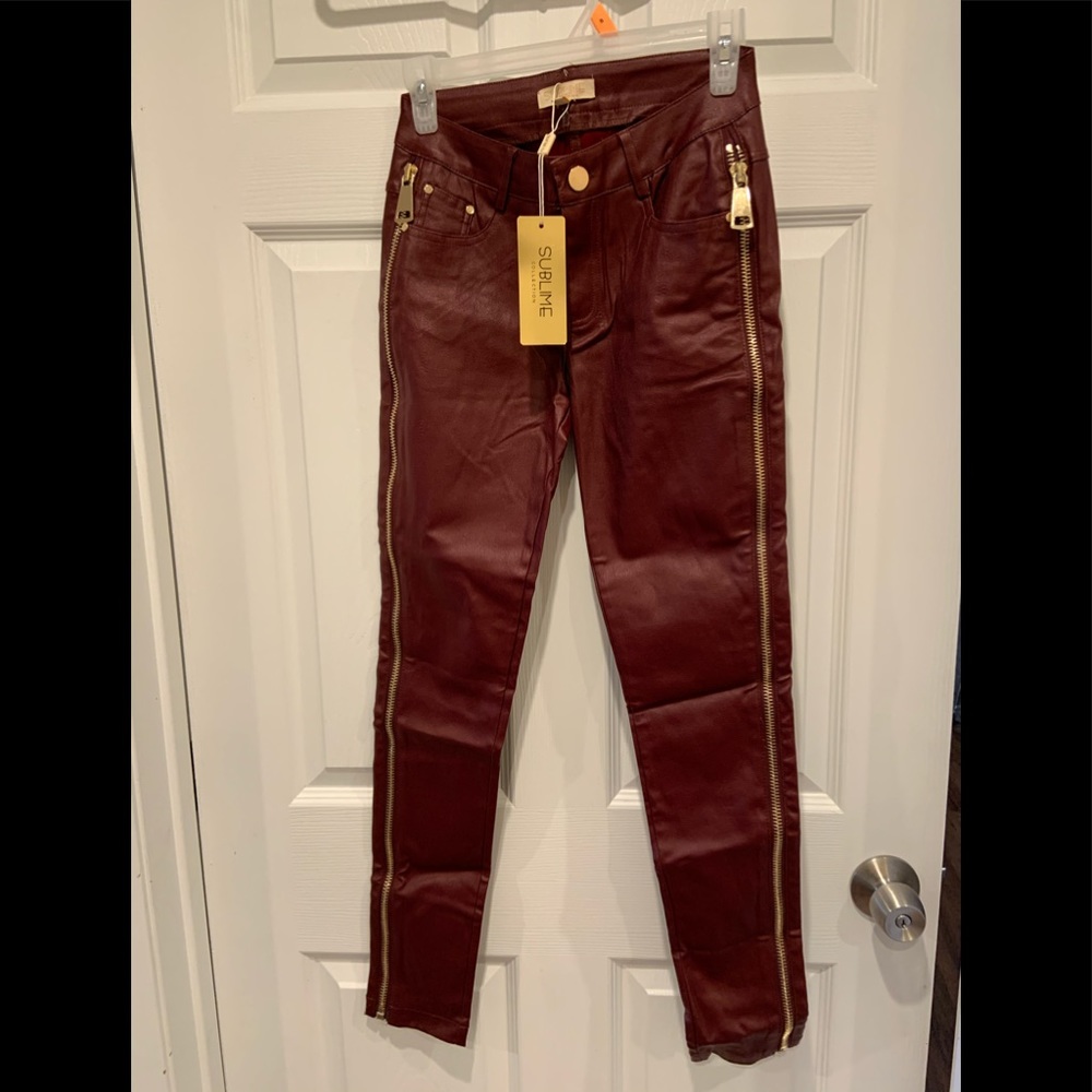 Faux leather pants